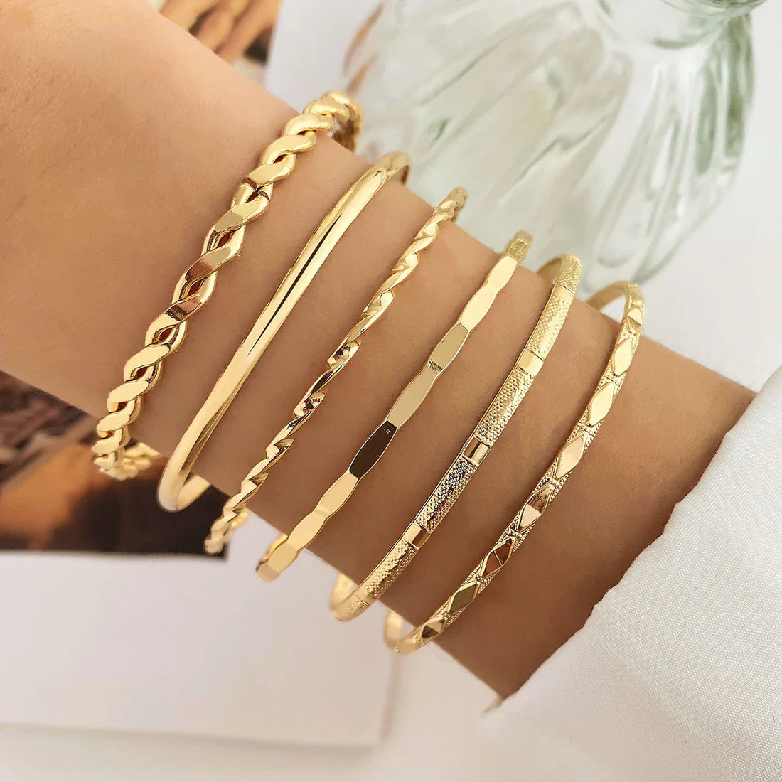 Bracelets Set For Women Dainty Thin Bangles