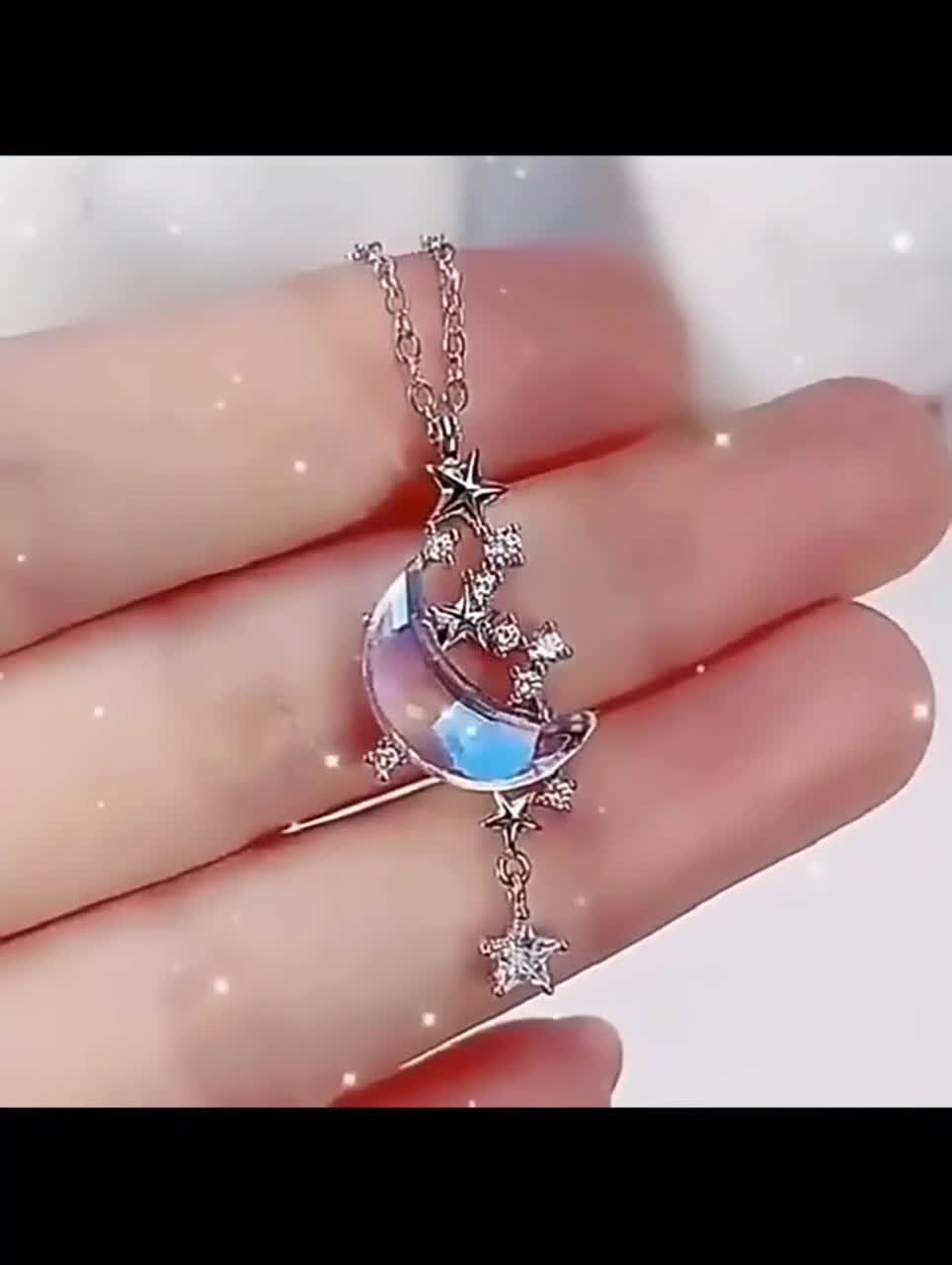 Midnight Blue Crescent Moon & Star Charm Bracelet