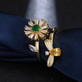 Flower Pattern Rotating Adjustable Ring for Women