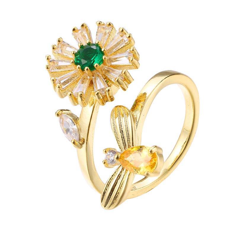 Flower Pattern Rotating Adjustable Ring for Women