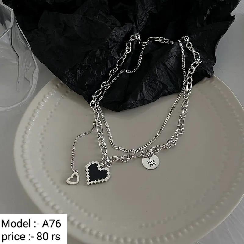 Black Heart Pendant Necklace (Korean Style)
