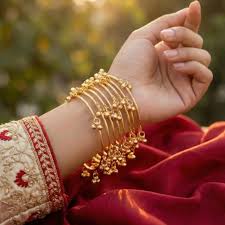 Kashmiri Style Gold Plated Ghungroo Bangles ( Set-8 )