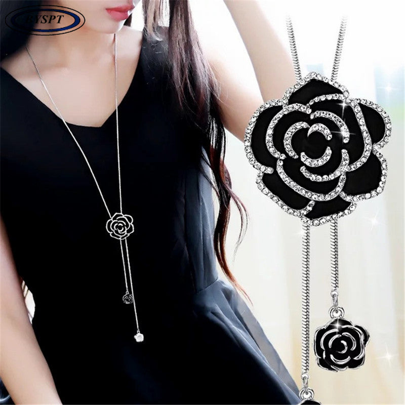 Silver Long Chain Pendant Necklace for Women & Girls