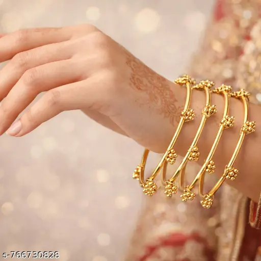 Kashmiri Style Gold Plated Ghungroo Bangles ( Set-8 )