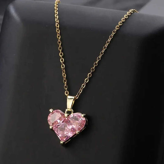 Blush Heart Gold Pendant Necklace – Soft & Elegant