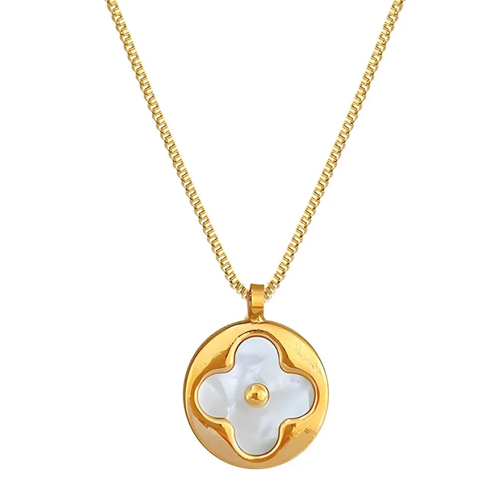 Gold Round Inside Cross Necklace
