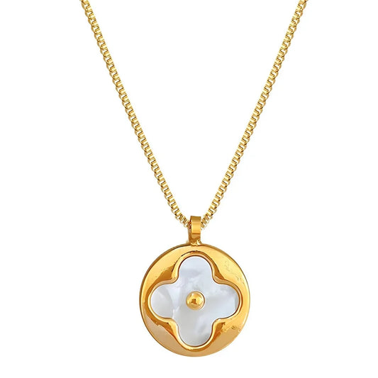 Gold Round Inside Cross Necklace