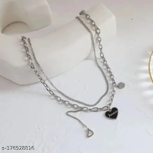 Stainless Steel Layered Heart Necklace