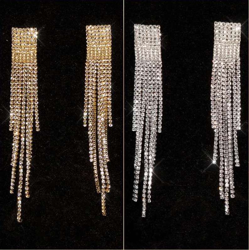 Crystal Long Tassel Party wear Earrings - 2 Styles